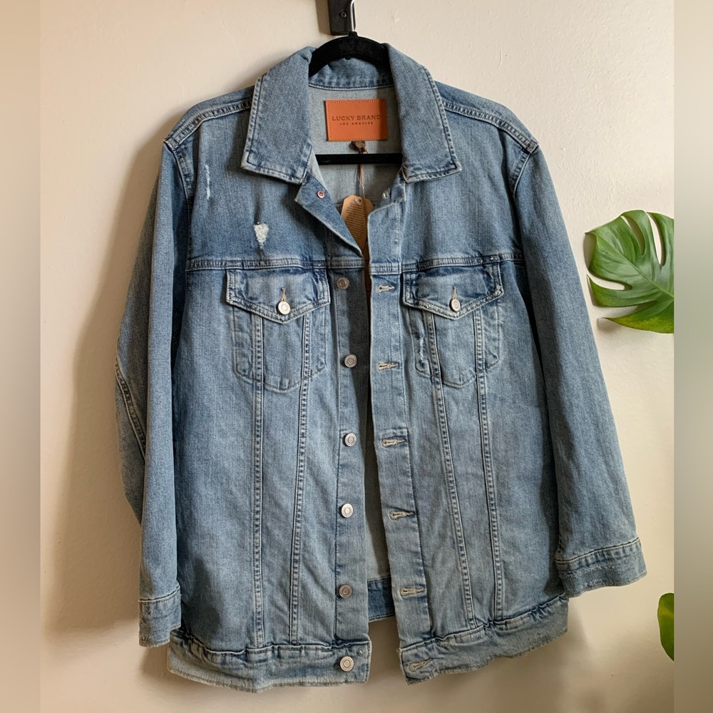 oversized denim jacket: Lucky Brand